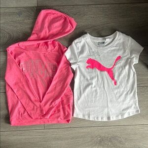 Puma Pink and White long/short sleeve shirts.